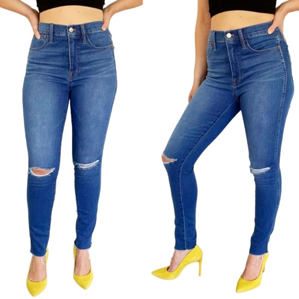 Madewell 10” Roadtrippper high rise blue medium wash skinny jeans size 27